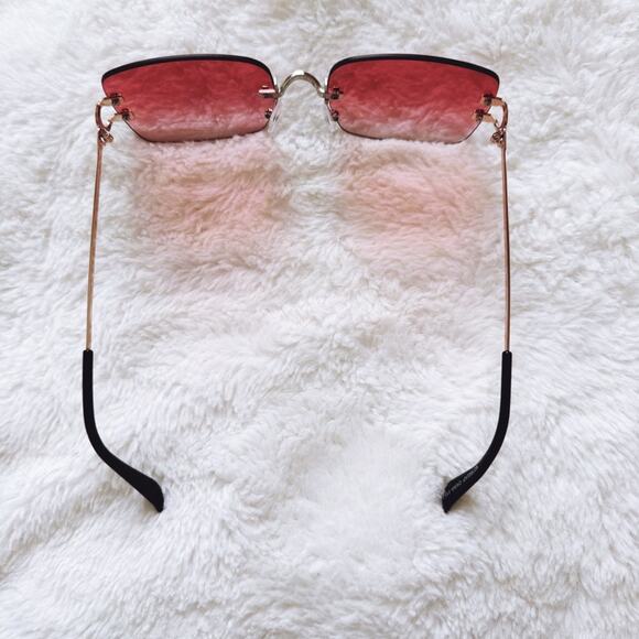 Laurel Clear Orange Rimless Sleek Sunglasses - Picture 8 of 11